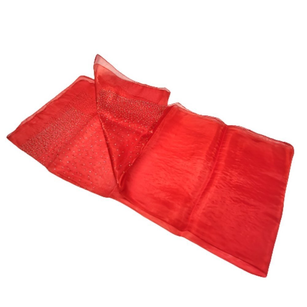 Red Sequin Scarf Glossy Sheen Sheer Scarf Wedding Formal Dress Scarf - NEW - Picture 6 of 15